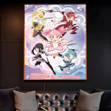 Puella Magi Madoka Magica Pink Girl Poster Sticky Wall Art Printing Waterproof Home Living Bed Room Bar Aesthetic Decor