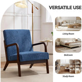 Mid Century Modern Corduroy Accent Chair, Living Room Chairs with Lumbar Pillow Boho Arm Chiar Reading Chair with Solid Wood Fra