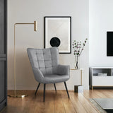 Living Room Chairs Faux Leather Accent Tufted Accent Chair Armchair for Kitchen Leisure Bedroom and Reataurant, Gray