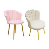 1Pc Vanity Chair with Golden Legs, Mid Century Modern Accent Chair, Upholstered Velvet Dining Chair with Back for Waiting Room