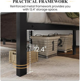 Queen Bed Frame with Headboard, Heavy Duty Platform Base with Under-Bed Storage, Solid Metal Construction, No Box Spr