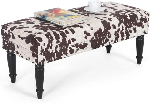 39.4" Ottoman Bench, Fabric Rectangular Upholstered Bedroom Benches Footstool with Wood Legs, for Entryway Dining Room