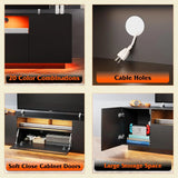 TV Stand for 65 Inch TV, Modern Entertainment Center with LED, 58" TV Console with Storage Cabinet, TV Stands for Living Room