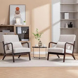 Mid Century Modern Corduroy Accent Chair, Living Room Chairs with Lumbar Pillow Boho Arm Chiar Reading Chair with Solid Wood Fra