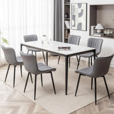 Leather Dining Chairs Set of 6, Upholstered Dining Room Chairs with Metal Legs, Modern Dining Chair for Room, Kitchen (Gr