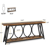 70.9 inch Long Console Table,Sofa Table Behind Couch with 2 Tier Storage Shelf, Entryway Hallway Accent Table for Living Room