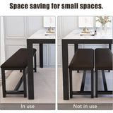 Dining Room Set with 2 Benches, Dining for 4-6, Dinner  for 4, Faux Marble Breakfast & PU Lea