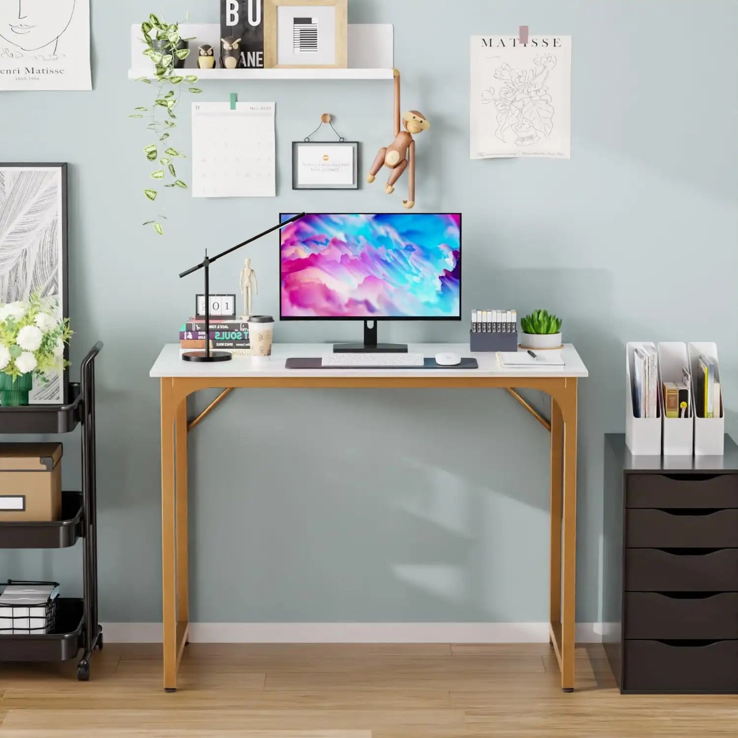 47 inch Computer Desk Modern Writing Desk, Simple Study Table, Industrial Office Desk, Sturdy Laptop Table for Home Office