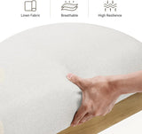 Mid Century Modern Accent Chair, Upholstered Living Room Chairs with Solid Wood Armrest, (Straight Armrests, Beige)