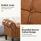 Faux Leather Storage Bench for Bed Room 67 Inch Upholstered Tufted Ottoman Bench with Arms King Size Large Storage Space End of