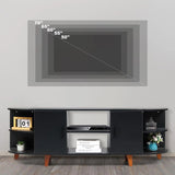 Farmhouse TV Stand for 65 70 inch TV Black 63’’ Modern Mid Century Media Console with Storage