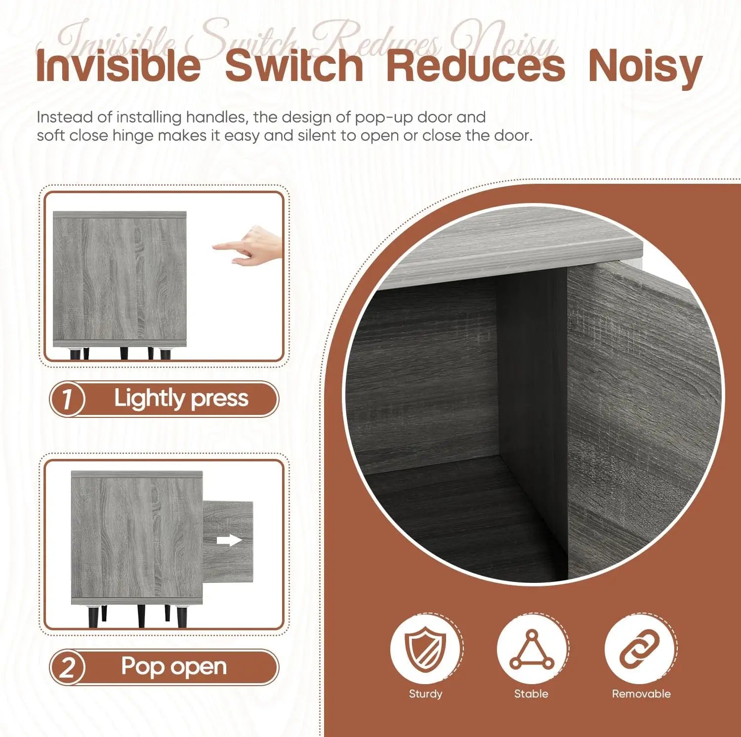 TV Stand for 65" TV, 58" Entertainment Center with 2 Storage Cabinets, Retro Media Console for Living Room/Bedroom – Light Gray