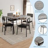 Dining Table Set for 4 with Storage Rack, 5-Piece Kitchen Table and Upholstered Chairs of 4, Wood Tabletop & Heavy-Du
