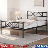 Durable Metal Bed Frame with Headboard Footboard Twin XL Supports 350lbs Underbed Storage Easy Maintenance No Box Spring