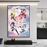 Puella Magi Madoka Magica Pink Girl Poster Sticky Wall Art Printing Waterproof Home Living Bed Room Bar Aesthetic Decor