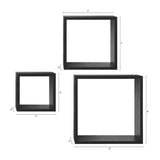 Modern Black Wood Cube Shelf Set Stylish Floating Storage Easy Installation Home Office Décor 3 Piece Set Holds 5lbs Each