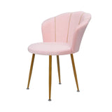 1Pc Vanity Chair with Golden Legs, Mid Century Modern Accent Chair, Upholstered Velvet Dining Chair with Back for Waiting Room
