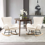 Comfortable Rocking Chair, Modern Upholstered Rocking Chair, Gliding Chair with High Backrest, Armrests and Soft Pads