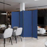 Blue Portable 4 Panel Folding Privacy Screens Room Divider For Room Separation or Office Bedroom