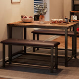 Dining Table Set for 4, Kitchen Table with Upholstered Bench, Rectangular Dining Room Table Set with 2 Benches, 3 Piece Kitchen