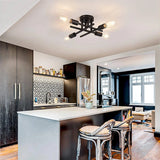 Modern Ceiling Light Black Iron Chandelier Fixture Semi embedded Pendant Lighting Kitchen Balcony Stairs Study Corridor