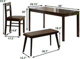 5-Piece Solid Wood Indoor Modern Rectangular Dining Table Set for 4 with Chairs and Bench,Table and Chairs Set