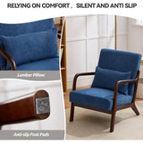 Mid Century Modern Corduroy Accent Chair, Living Room Chairs with Lumbar Pillow Boho Arm Chiar Reading Chair with Solid Wood Fra