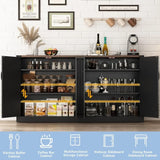 "Sideboard Buffet Cabinet with Storage – 65” Farmhouse Kitchen Pantry Cabinet – Wooden Design with Adjustable Shelves"