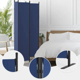 Blue Portable 4 Panel Folding Privacy Screens Room Divider For Room Separation or Office Bedroom