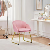 Flower Shaped Makeup Chair Vanity Chair with Golden Metal Legs for Living Room/Makeup Room/Bedroom/Home Office/Kitchen