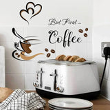 Coffee Cup Pattern Wall Stickers DIY Cafe Restaurant Living Room Home Decoration Self-adhesive Hand Carved Kitchen Wallpaper