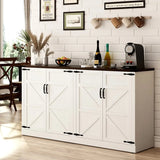"Sideboard Buffet Cabinet with Storage – 65” Farmhouse Kitchen Pantry Cabinet – Wooden Design with Adjustable Shelves"