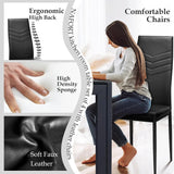 Dining Table Set for 4, 48.5" Rectangle Tempered Glass Kitchen Room Table with 4 Black Faux Leather Dining Chairs, Space-Saving