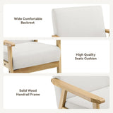 Mid Century Modern Accent Chair, Upholstered Living Room Chairs with Solid Wood Armrest, (Straight Armrests, Beige)