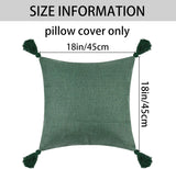 1/2Pcs Green Throw Pillow Covers Cotton Linen Sofa Pillow Cover with Tassel Boho Gift Farmhouse Pillowcase Christmas Home Decor