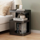 Black Modern Side Table, 3-Tier Metal NightStand with Storage, End Table Living Room, Small Night Stand for Bedroom
