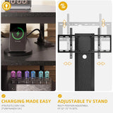 Black TV Stands for Living Room w/Power Outlet, TV Stand with Mount, LED Entertainment Center for 70/65/60 inch TV