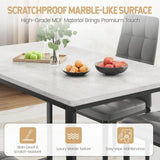 Dining Table Set for 4 with Chairs Faux Marble Dining Table Set Modern 47" Kitchen Table Set with 4 PU Chairs for Apartment Spac